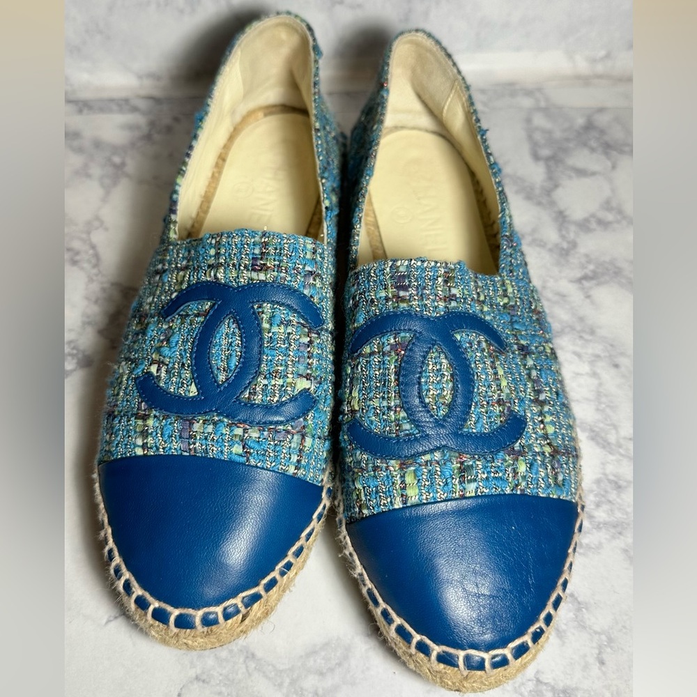 Chanel Leather & Tweed Espadrilles 40